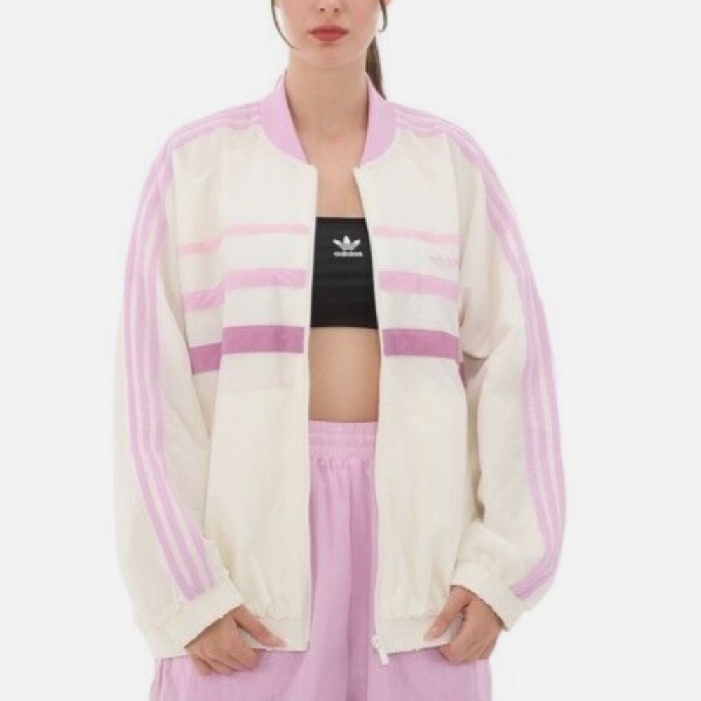 Adidas Originals Lilac Bliss Track Jacket NWT Retro 80s Striped Oversized L